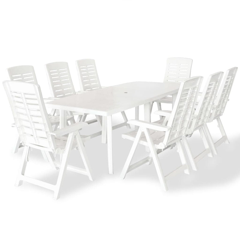 Dealsmate  9 Piece Outdoor Dining Set Plastic White