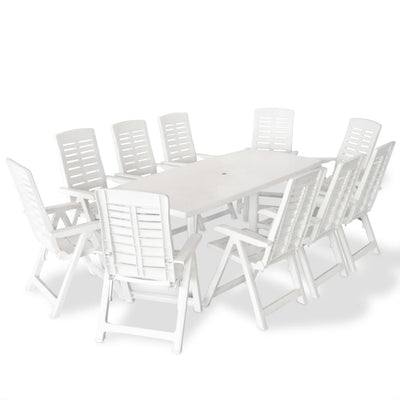 Dealsmate  11 Piece Outdoor Dining Set Plastic White