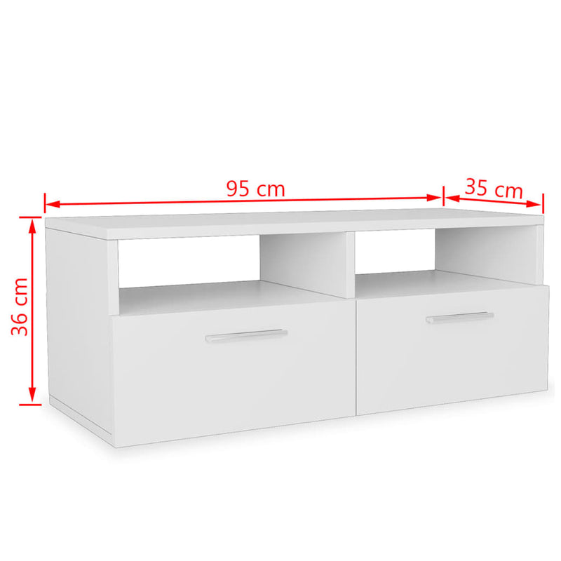 Dealsmate  TV Cabinets 2 pcs Engineered Wood 95x35x36 cm White