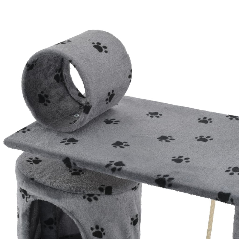 Dealsmate  Cat Tree with Sisal Scratching Posts 140 cm Grey Paw Prints