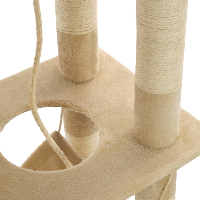 Dealsmate  Cat Tree with Sisal Scratching Posts 140 cm Beige