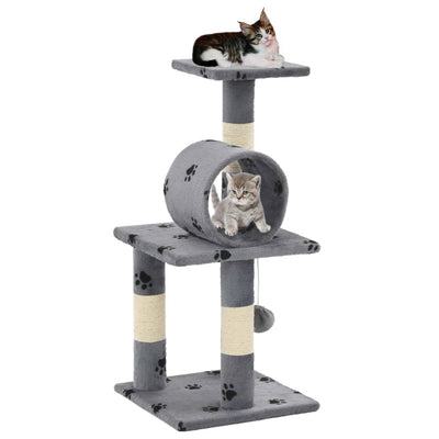 Dealsmate  Cat Tree with Sisal Scratching Poasts 65 cm Grey Paw Prints