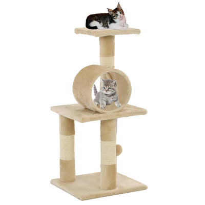 Dealsmate  Cat Tree with Sisal Scratching Posts 65 cm Beige
