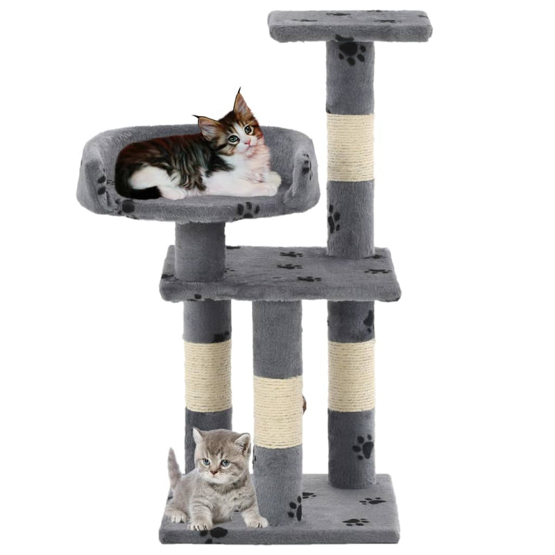 Dealsmate  Cat Tree with Sisal Scratching Posts 65 cm Paw Prints Grey