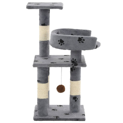 Dealsmate  Cat Tree with Sisal Scratching Posts 65 cm Paw Prints Grey