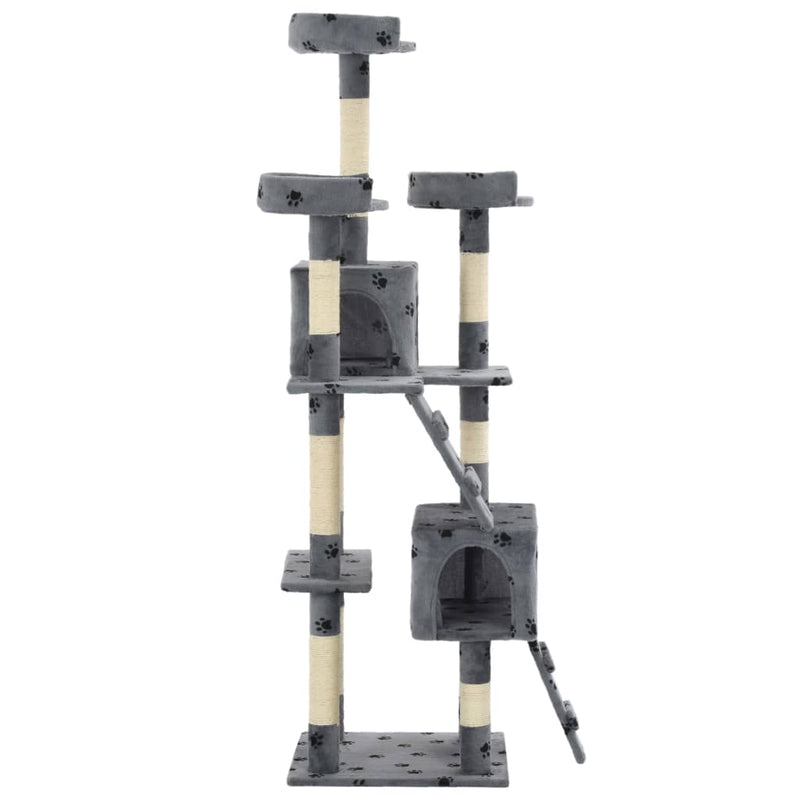 Dealsmate  Cat Tree with Sisal Scratching Posts 170 cm Paw Prints Grey