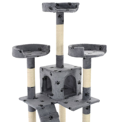 Dealsmate  Cat Tree with Sisal Scratching Posts 170 cm Paw Prints Grey