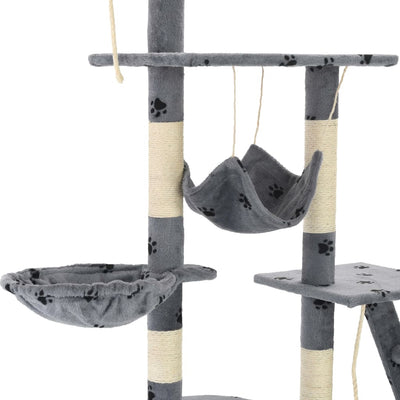 Dealsmate  Cat Tree with Sisal Scratching Posts 230-250 cm Paw Prints Grey