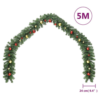 Dealsmate  Christmas Garland Decorated with Baubles and LED Lights 5 m