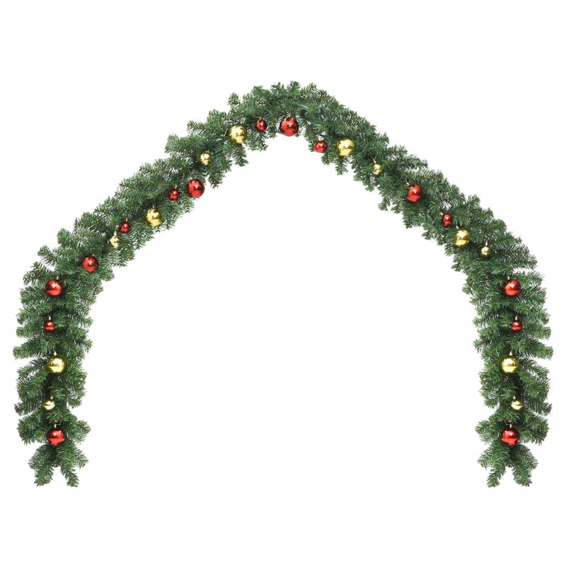 Dealsmate  Christmas Garland Decorated with Baubles and LED Lights 10 m