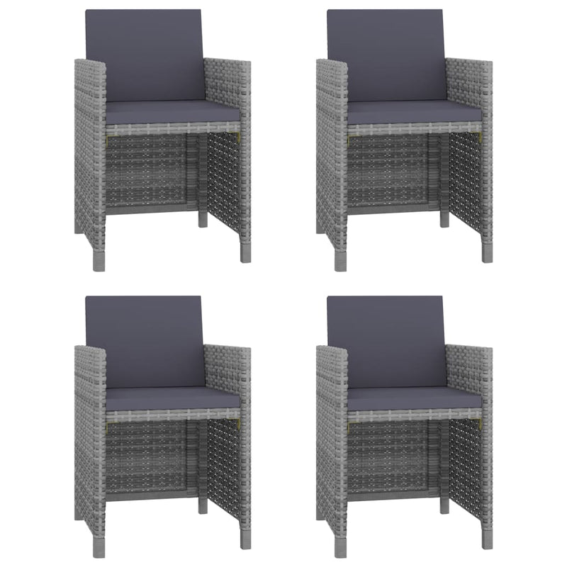 Dealsmate  5 Piece Outdoor Dining Set with Cushions Poly Rattan Grey