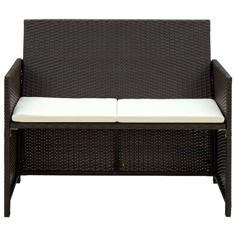 Dealsmate  2 Seater Garden Sofa with Cushions Brown Poly Rattan