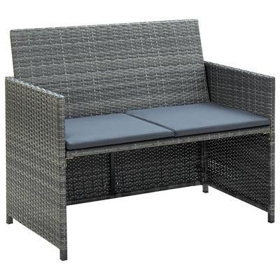 Dealsmate  2 Seater Garden Sofa with Cushions Grey Poly Rattan