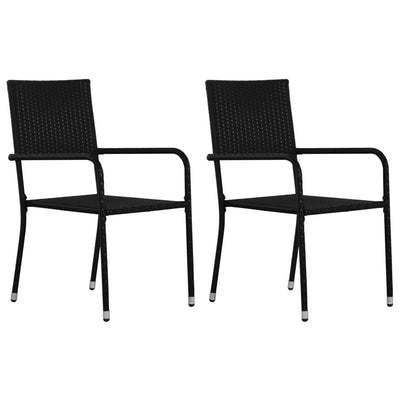 Dealsmate  Outdoor Dining Chairs 2 pcs Poly Rattan Black
