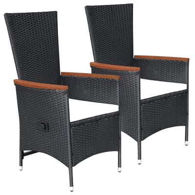 Dealsmate  Outdoor Chairs 2 pcs with Cushions Poly Rattan Black