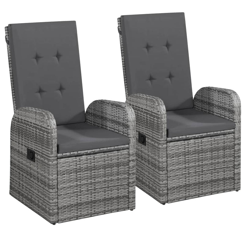 Dealsmate  Outdoor Chairs 2 pcs with Cushions Poly Rattan Grey