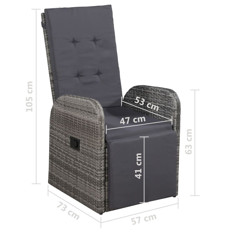 Dealsmate  Outdoor Chair with Cushion Poly Rattan Grey