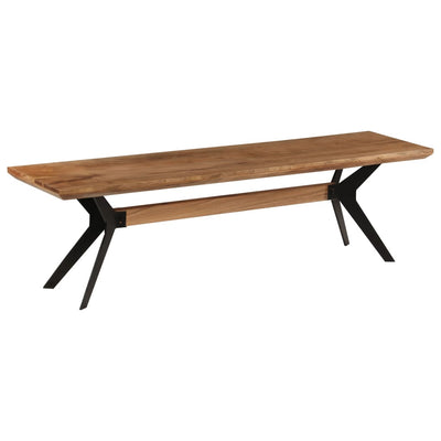 Dealsmate  Dining Bench Solid Acacia Wood and Steel 160x40x45 cm
