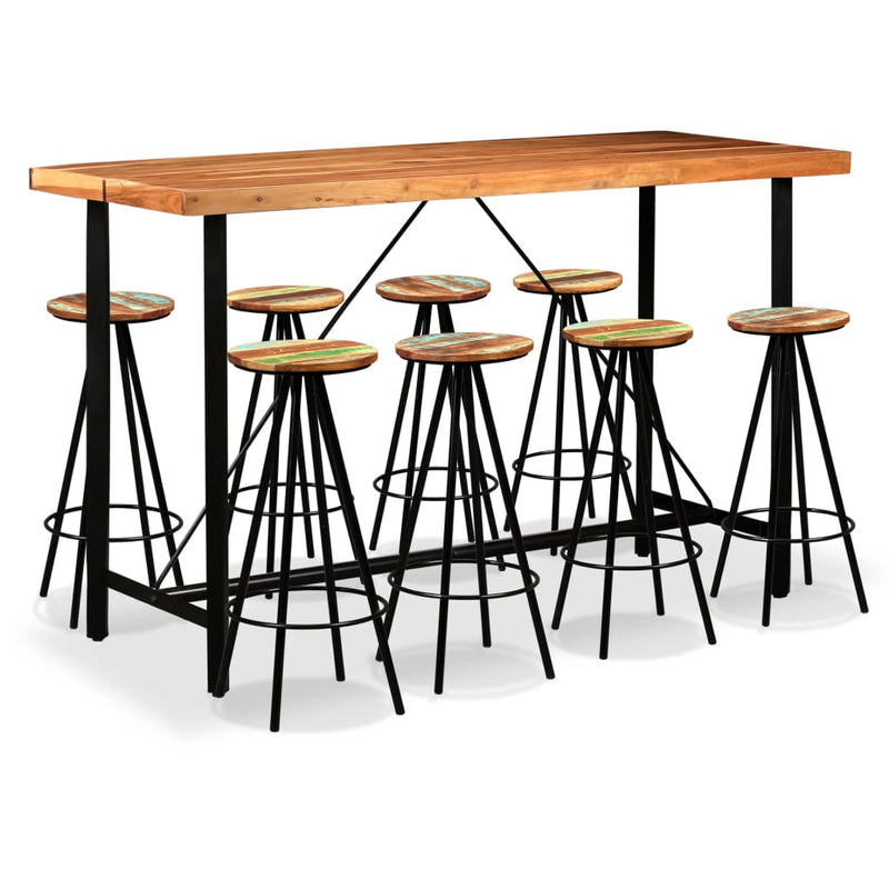Dealsmate  9 Piece Bar Set Solid Acacia and Reclaimed Wood