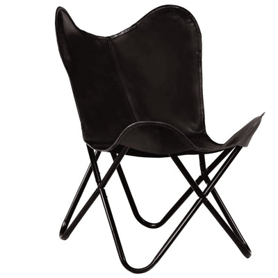 Dealsmate  Butterfly Chair Black Kids Size Real Leather