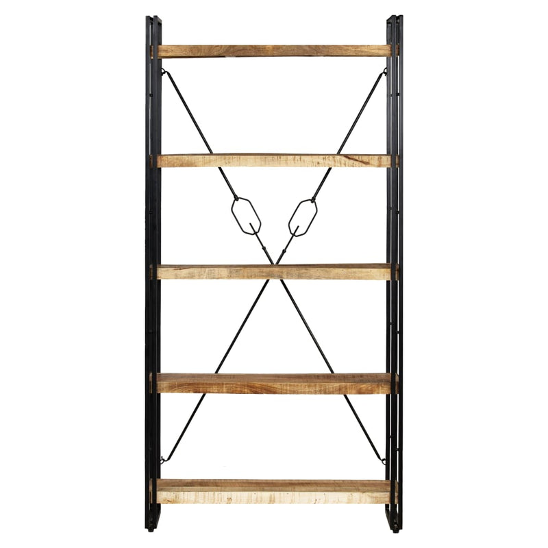 Dealsmate  5-Tier Bookcase Solid Mango Wood and Steel 90x30x180 cm
