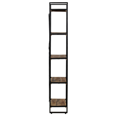 Dealsmate  5-Tier Bookcase Solid Mango Wood and Steel 90x30x180 cm