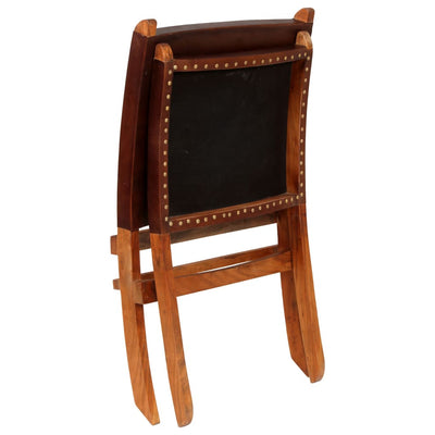 Dealsmate  Folding Relaxing Chair Brown Real Leather