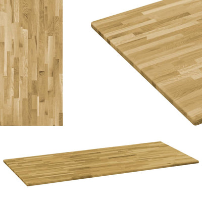 Dealsmate  Table Top Solid Oak Wood Rectangular 23 mm 100x60 cm