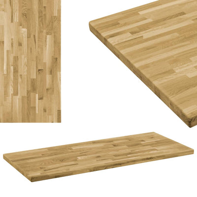 Dealsmate  Table Top Solid Oak Wood Rectangular 44 mm 140x60 cm