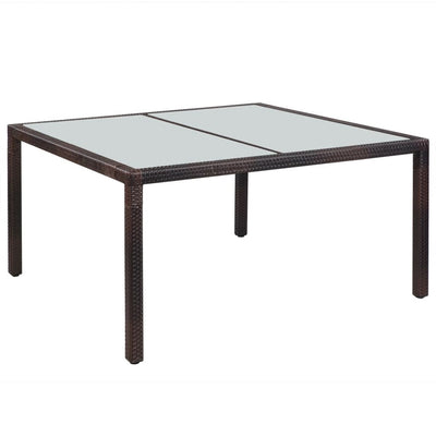 Dealsmate  Garden Table 150x90x75 cm Brown Poly Rattan and Glass