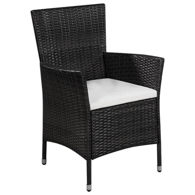 Dealsmate  Outdoor Chair and Stool with Cushions Poly Rattan Black
