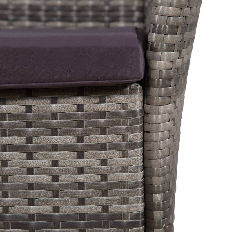 Dealsmate  Outdoor Chair and Stool with Cushions Poly Rattan Grey