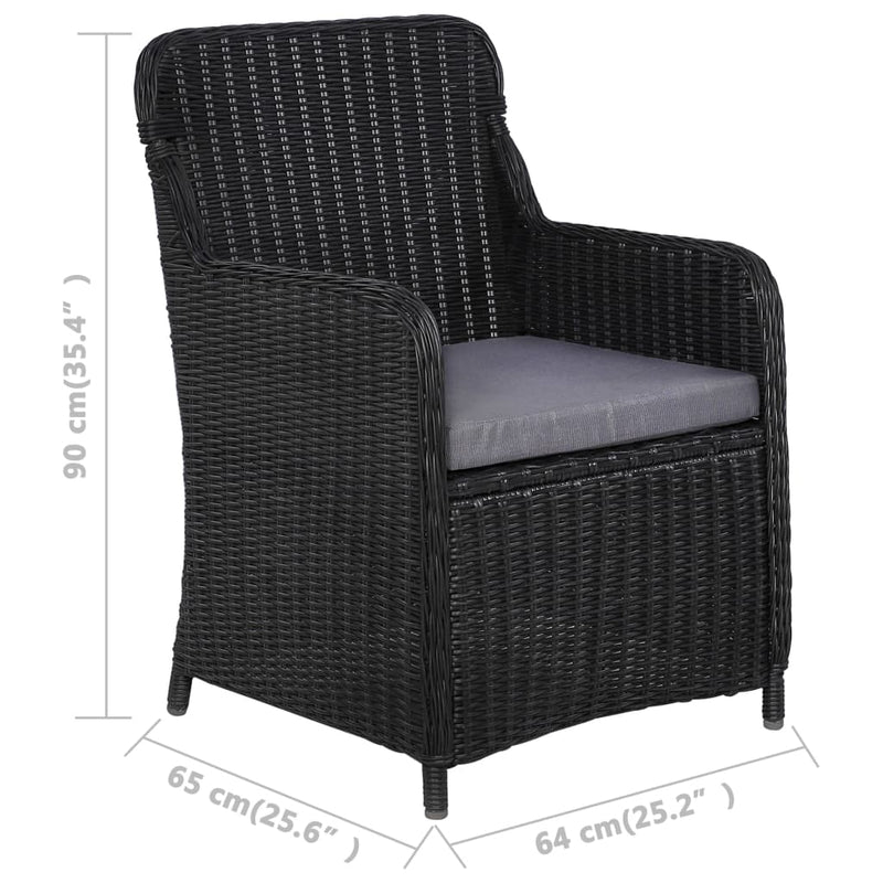 Dealsmate  Outdoor Chairs with Cushions 2 pcs Poly Rattan Black