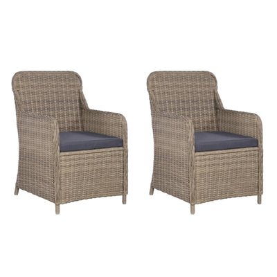 Dealsmate  Outdoor Chairs with Cushions 2 pcs Poly Rattan Brown