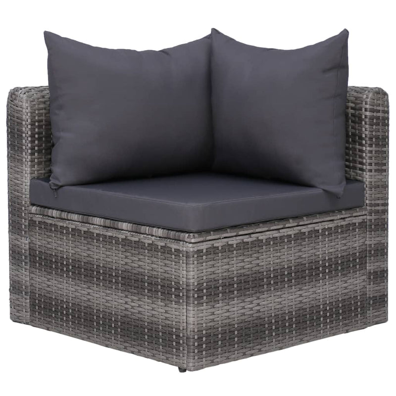 Dealsmate  5 Piece Garden Sofa Set with Cushions & Pillows Poly Rattan Grey