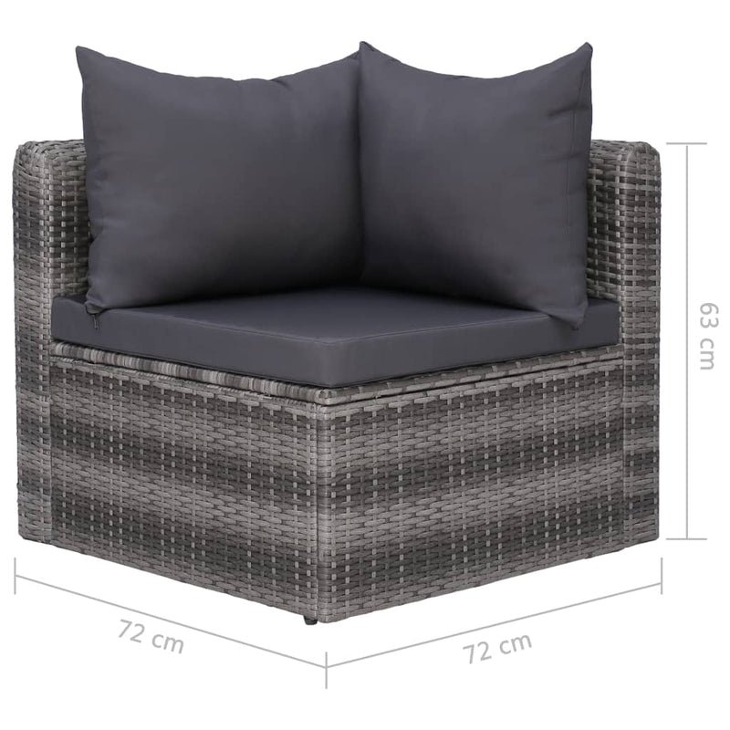 Dealsmate  4 Piece Garden Sofa Set with Cushions Grey Poly Rattan