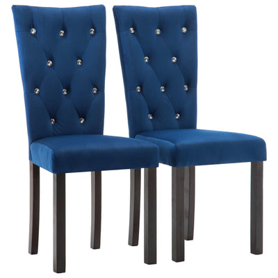 Dealsmate  Dining Chairs 2 pcs Dark Blue Velvet