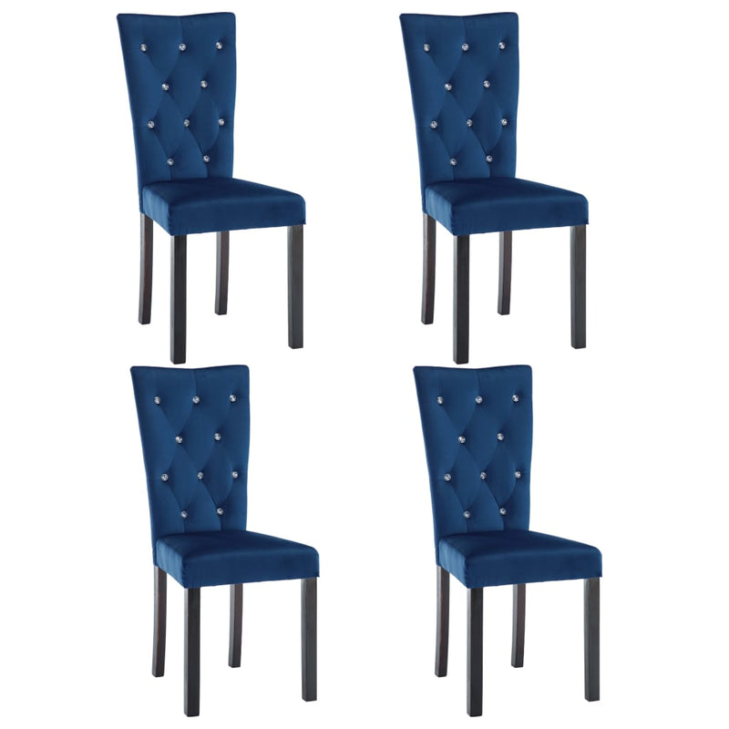 Dealsmate  Dining Chairs 4 pcs Dark Blue Velvet