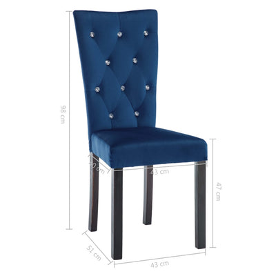 Dealsmate  Dining Chairs 4 pcs Dark Blue Velvet