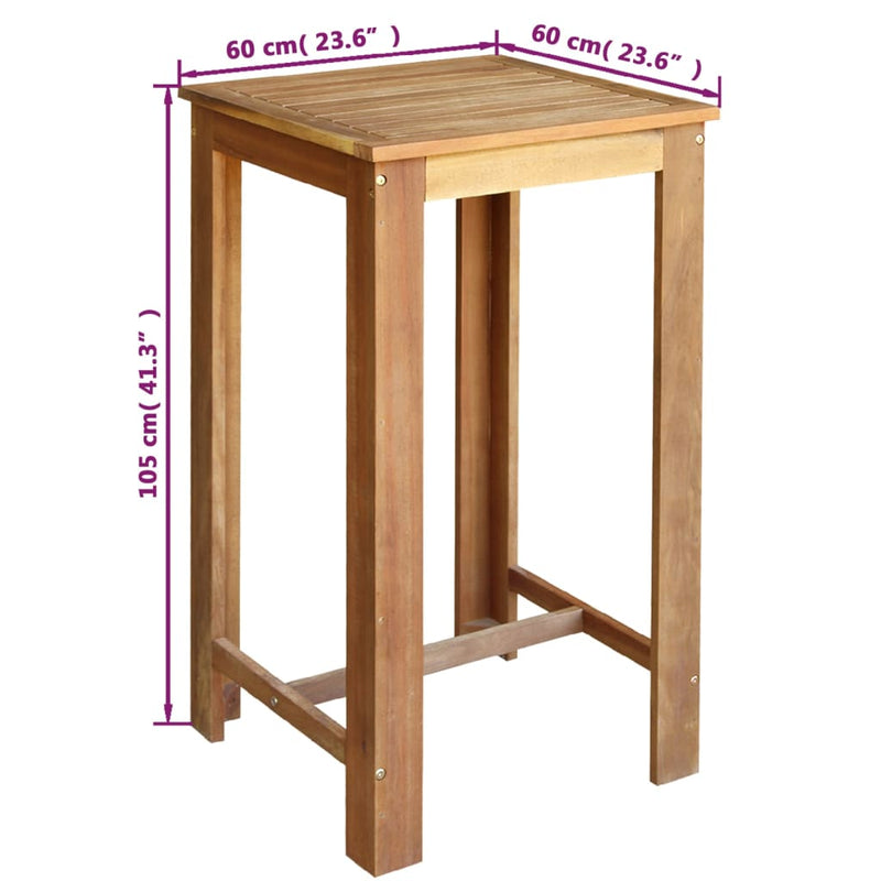 Dealsmate  Bar Table Solid Acacia Wood 60x60x105 cm