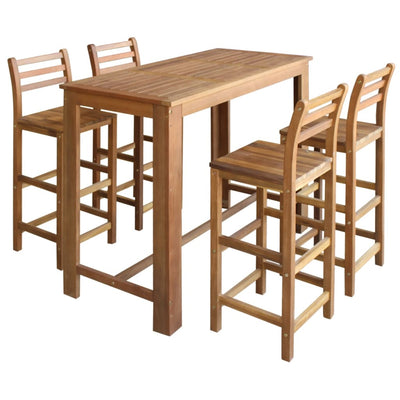 Dealsmate  Bar Table and Chair Set 5 Pieces Solid Acacia Wood
