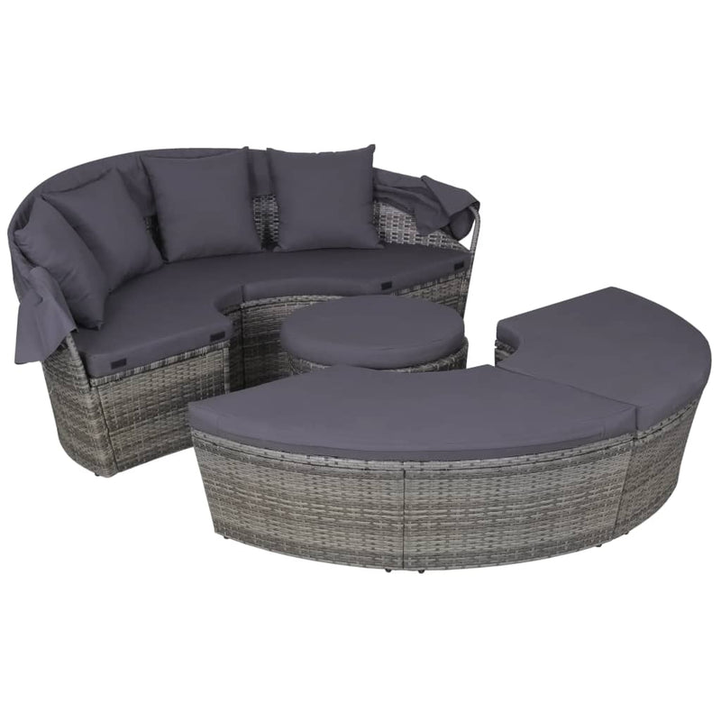Dealsmate  4 Piece Outdoor Lounge Set with Cushions Poly Rattan Grey