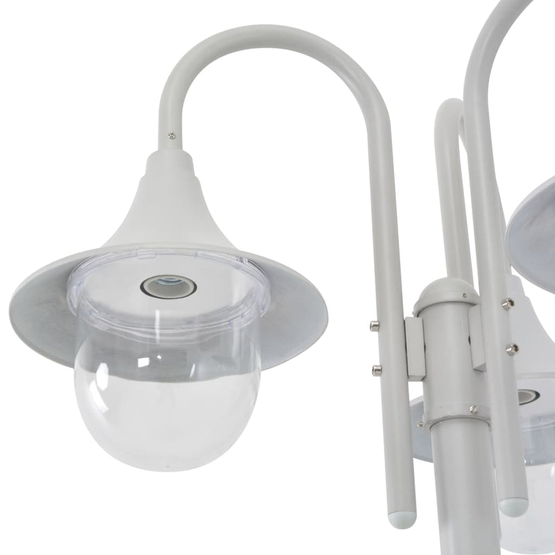 Dealsmate  Garden Post Light E27 220 cm Aluminium 3-Lantern White