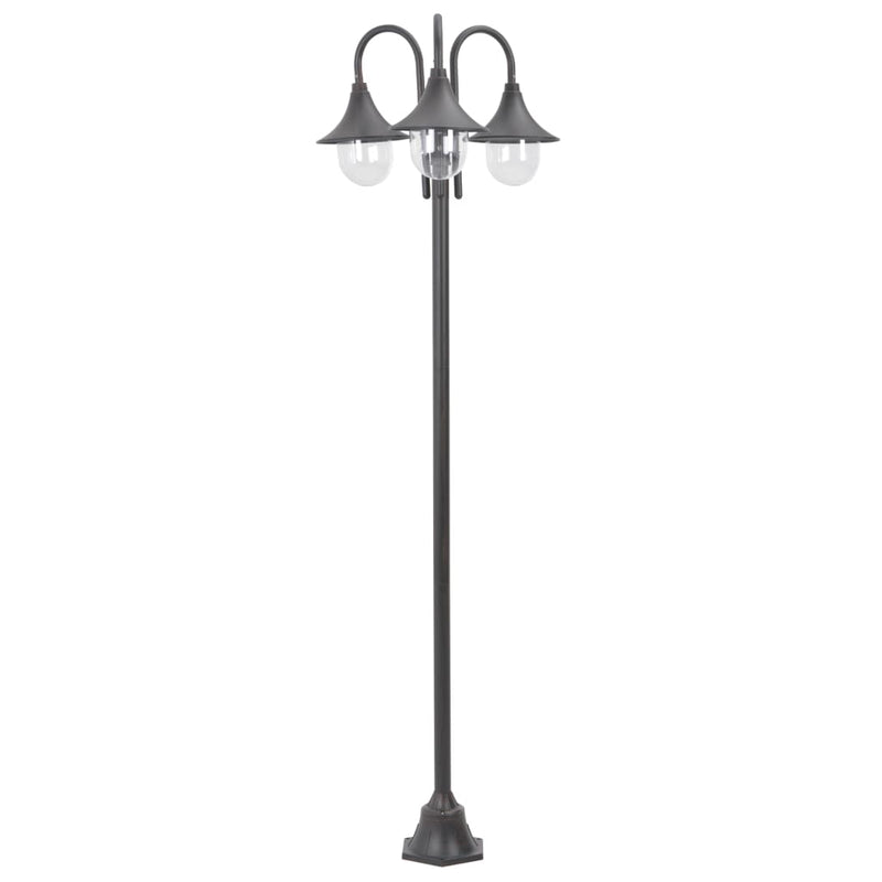 Dealsmate  Garden Post Light E27 220 cm Aluminium 3-Lantern Bronze