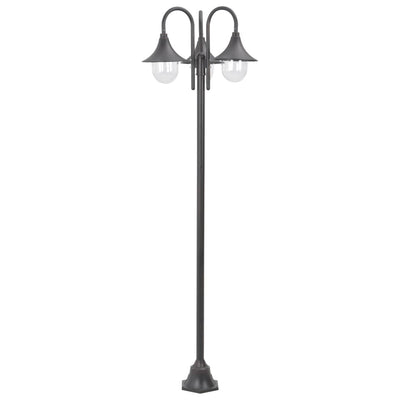 Dealsmate  Garden Post Light E27 220 cm Aluminium 3-Lantern Bronze