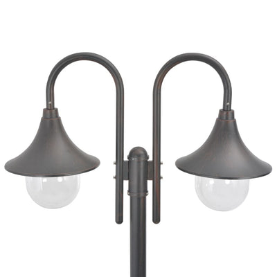 Dealsmate  Garden Post Light E27 220 cm Aluminium 2-Lantern Bronze