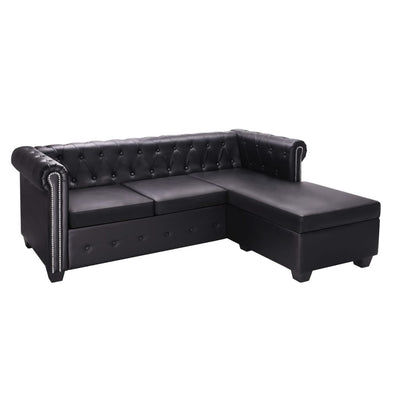 Dealsmate  L-shaped Chesterfield Sofa Artificial Leather Black