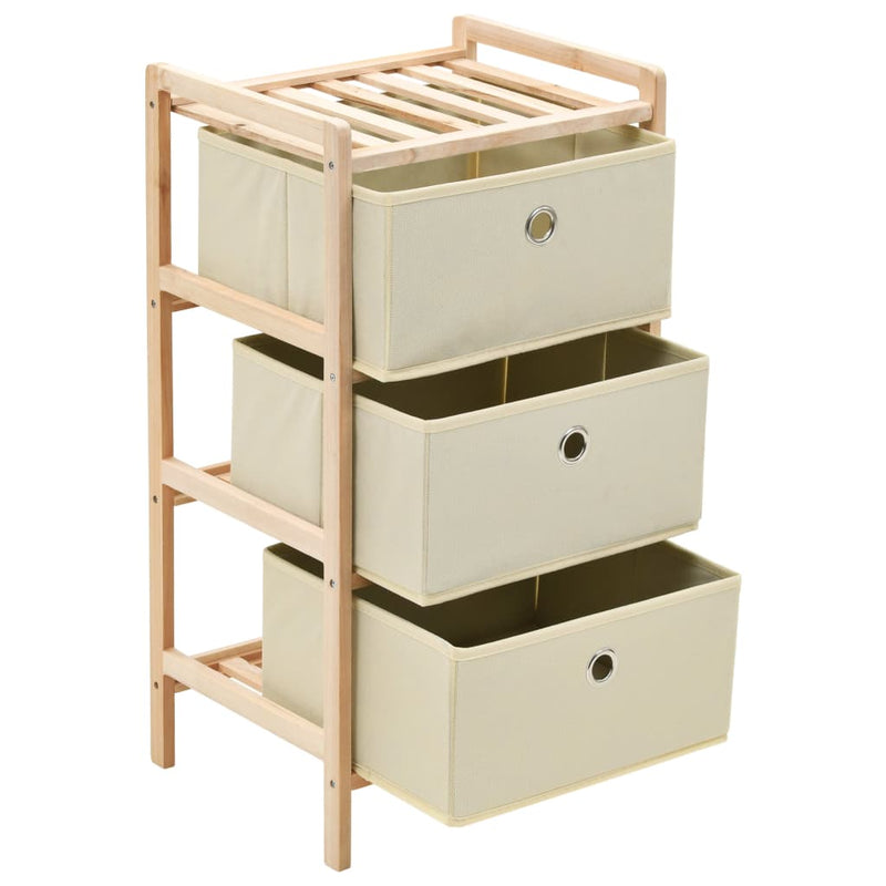 Dealsmate  Storage Rack with 3 Fabric Baskets Cedar Wood Beige