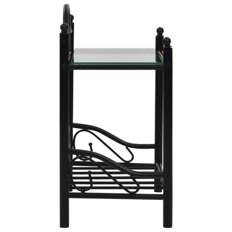 Dealsmate  Bedside Table Steel and Tempered Glass 45x30.5x60 cm Black