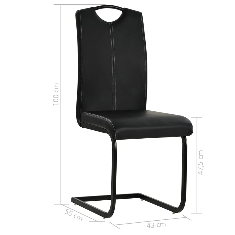 Dealsmate  Cantilever Dining Chairs 2 pcs Black Faux Leather